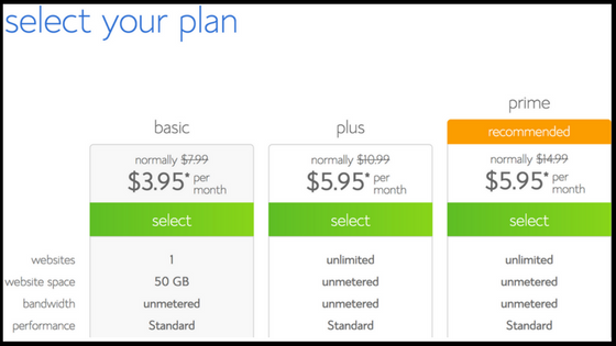 Bluehost plans for hosting