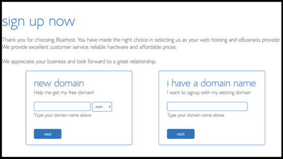 Get a free domain with bluehost