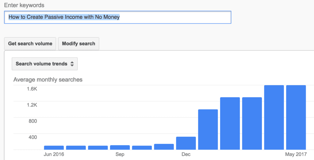 Using google keyword planner to find the search volume of a keyword