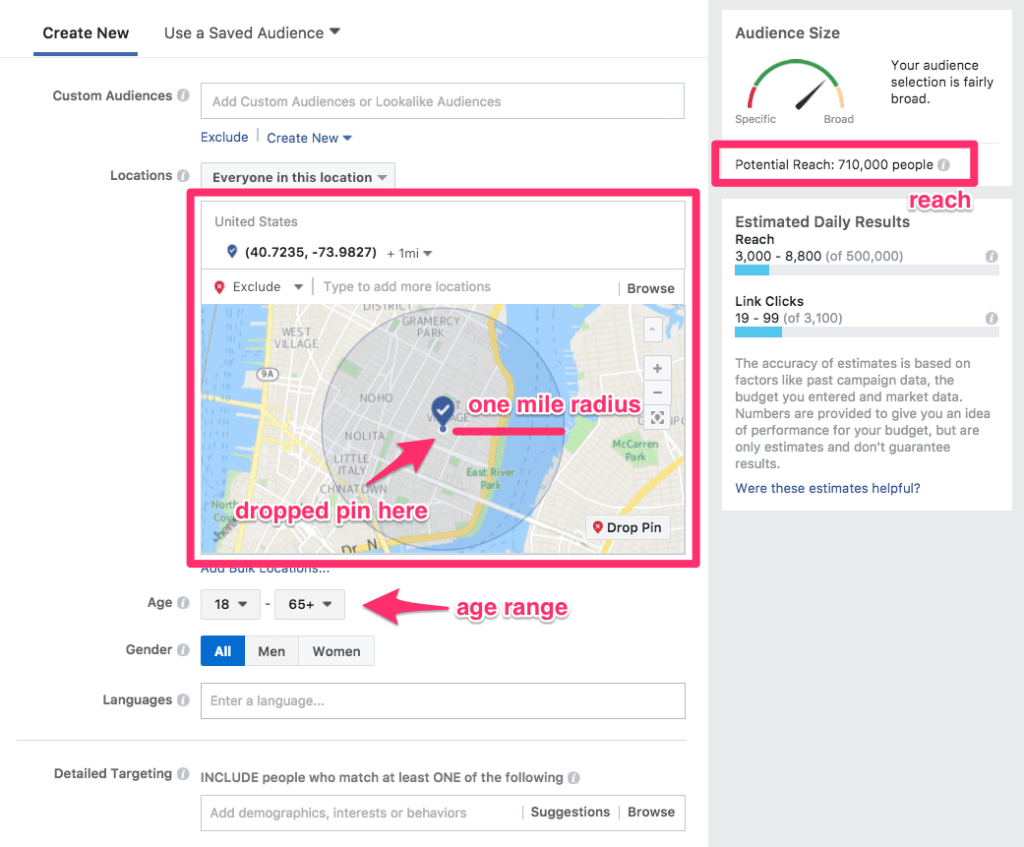 Create A New Audience And Add Location