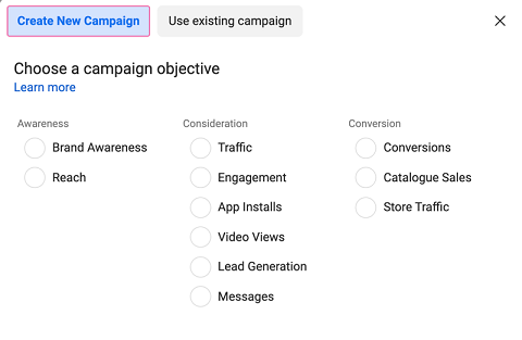 Facebook Ad Objectives