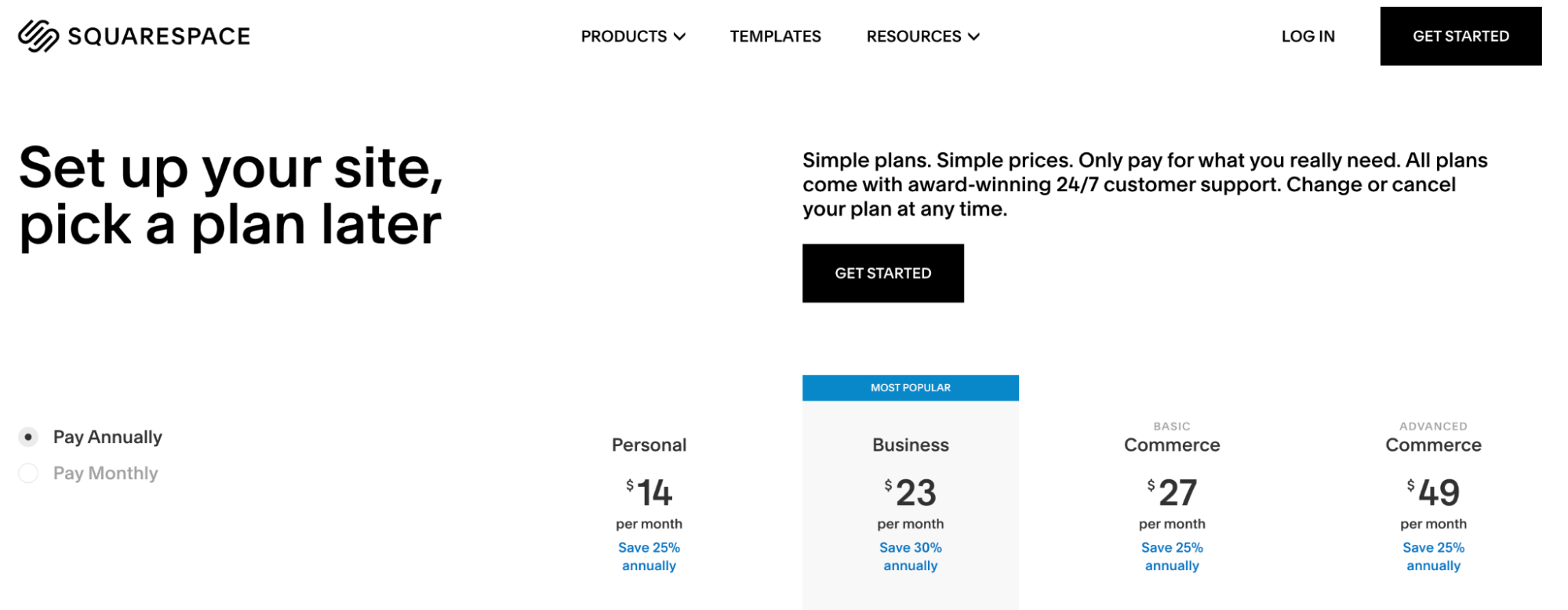 Squarespace Pricing