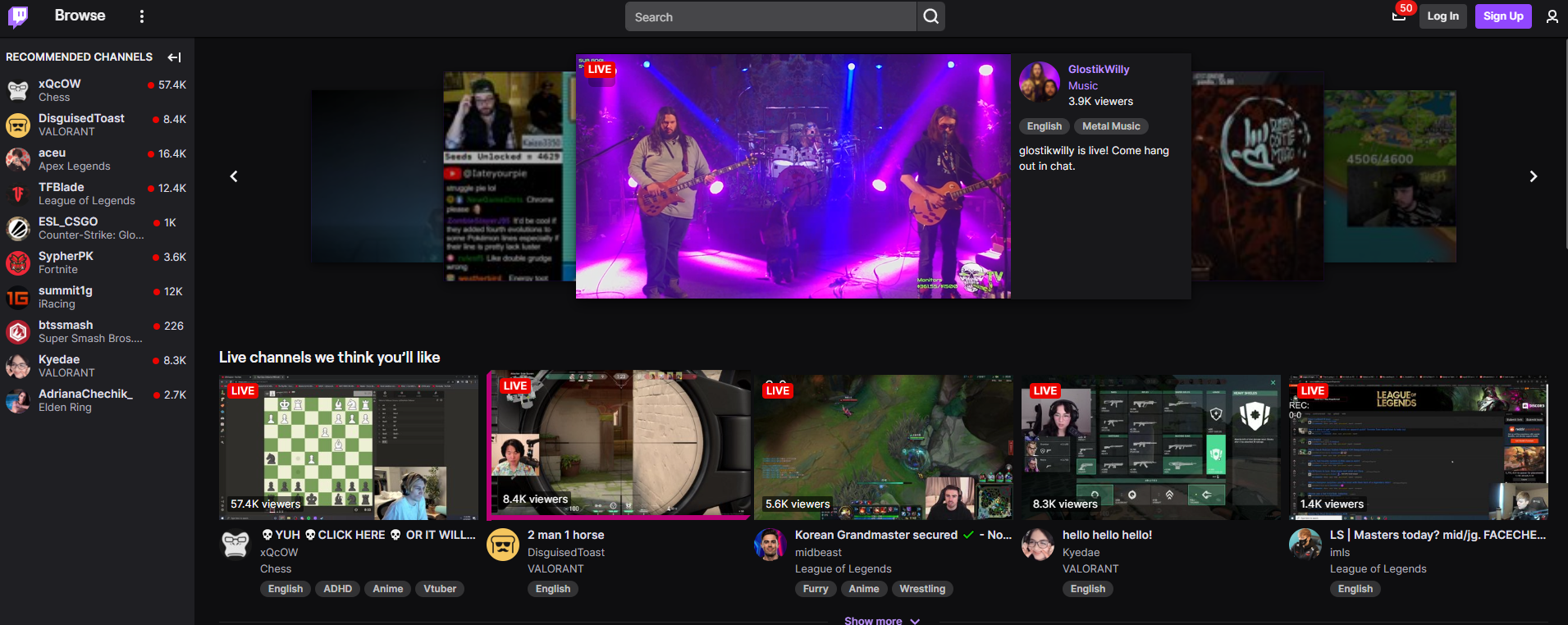 twitch homepage