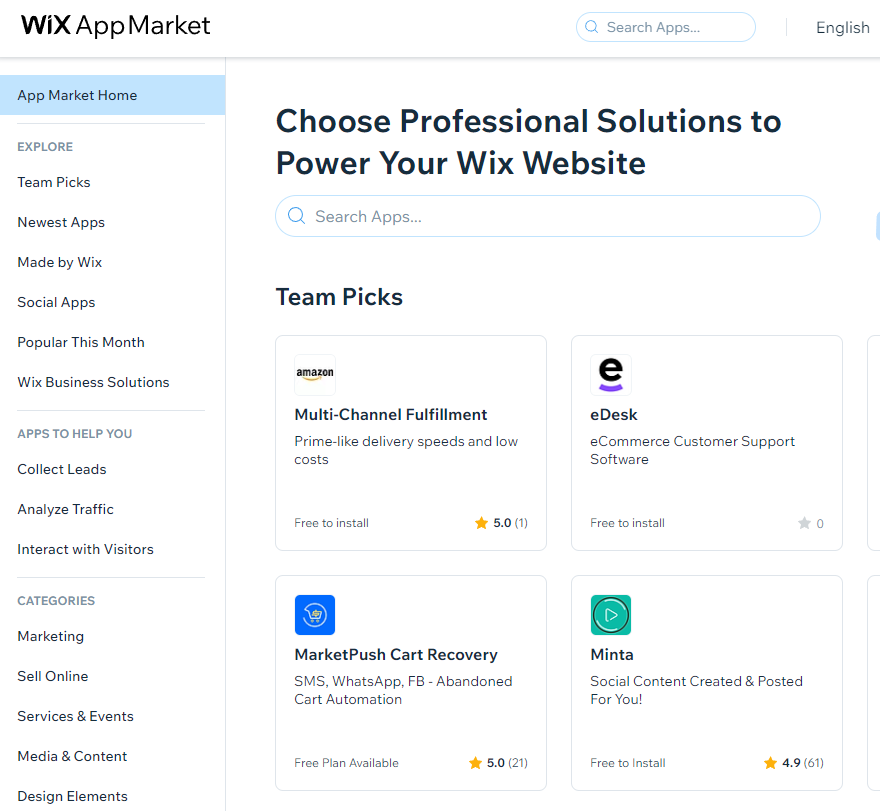 Wix App Market