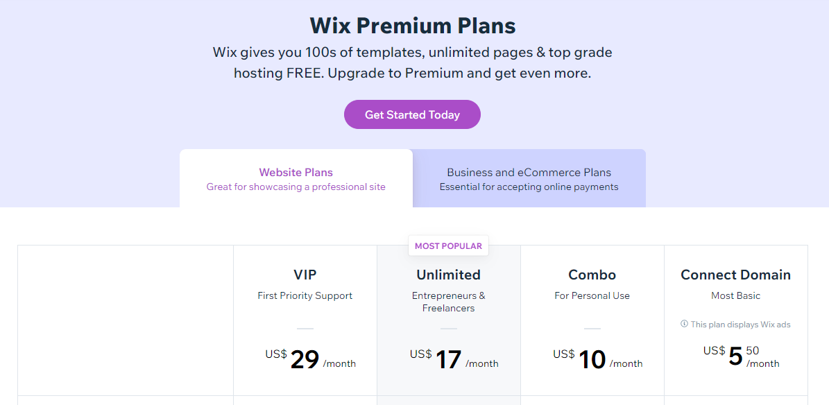 wix premium plan