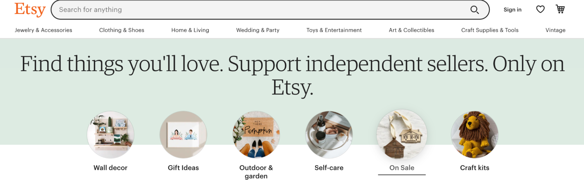 etsy homepage