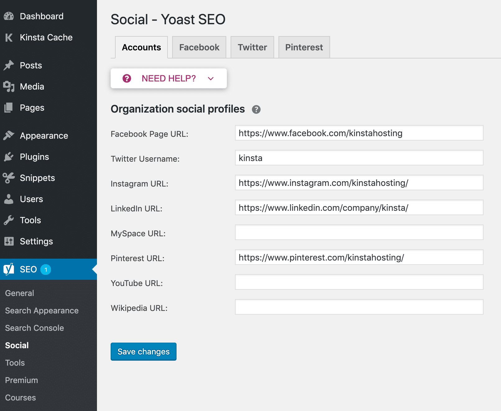 Yoast SEO wordpress dashboard