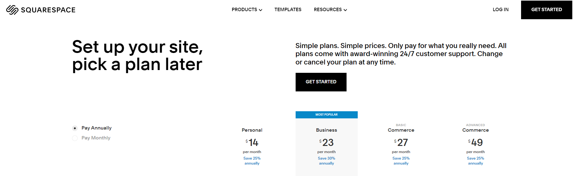 Squarespace Pricing