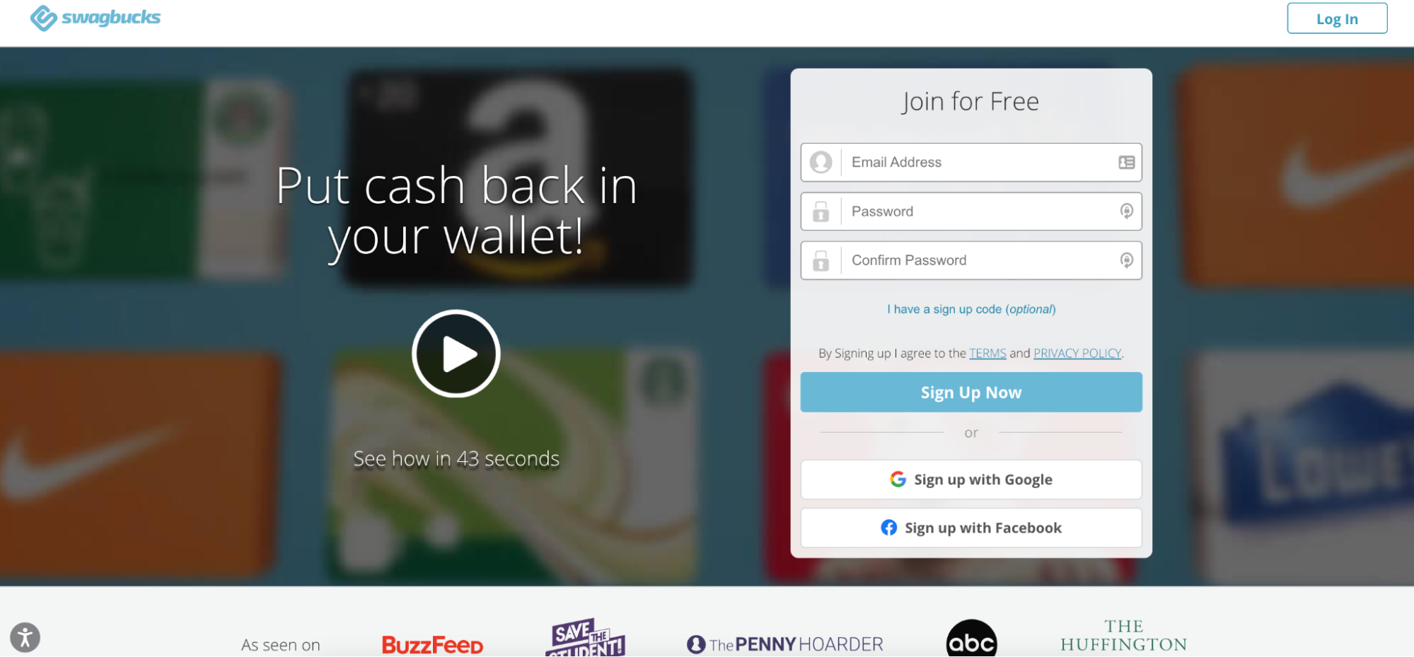 swagbucks landing page