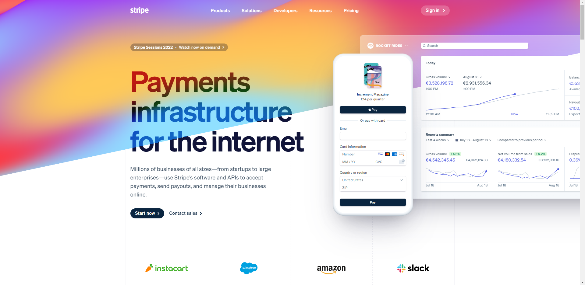 Stripe homepage