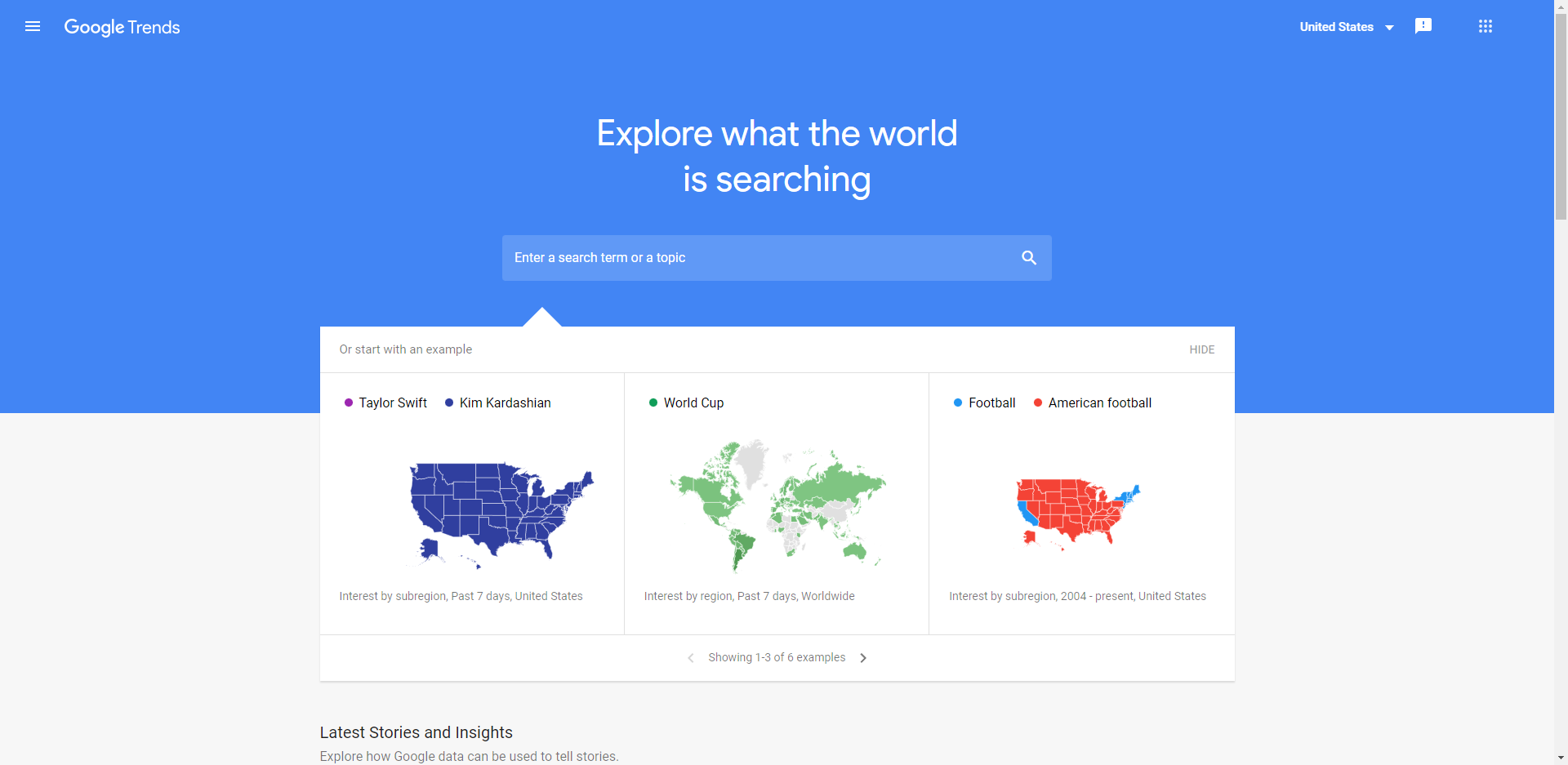 Google trend homepage