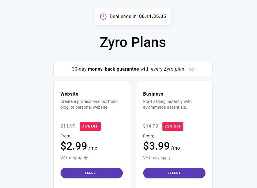 Zyro Pricing